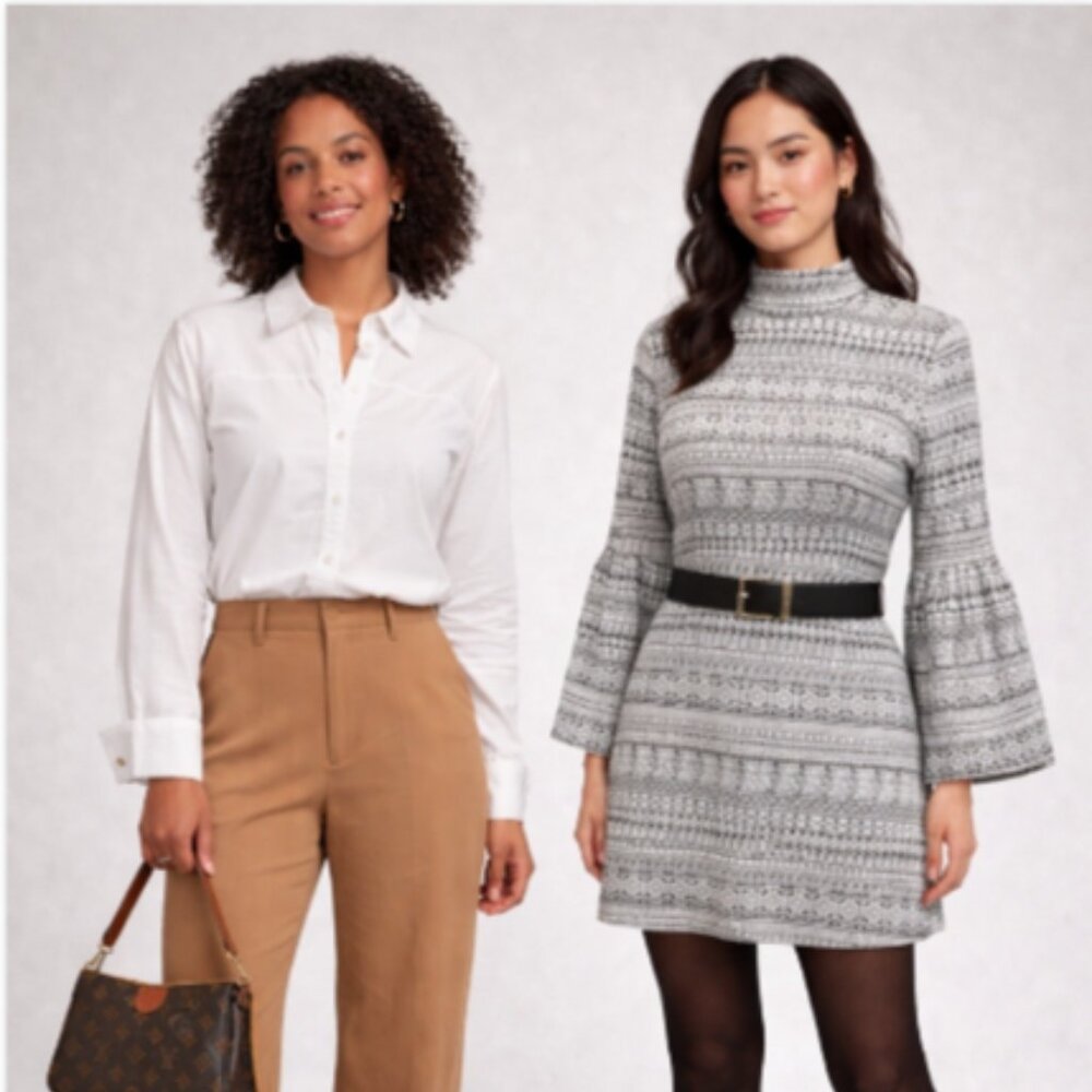 Marissa Webb Button-Down Shirt + White / Black Octavia Tunic 2-piece Bundle